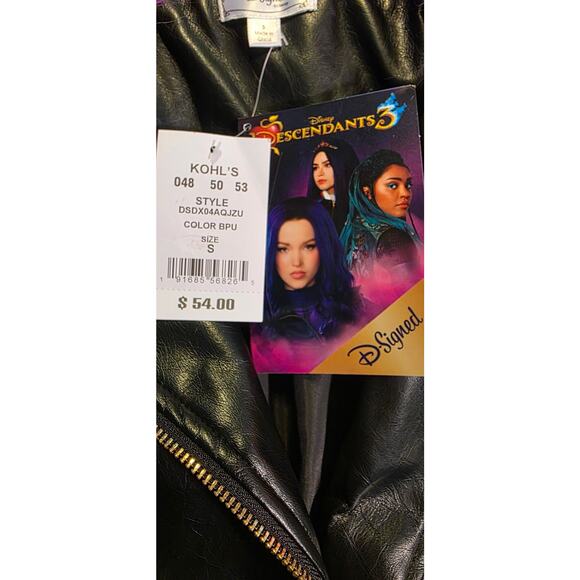 Girls S Disney's Descendants 3 Mal‎ Moto Jacket with Detachable Faux-Collar NWT - Picture 5 of 7